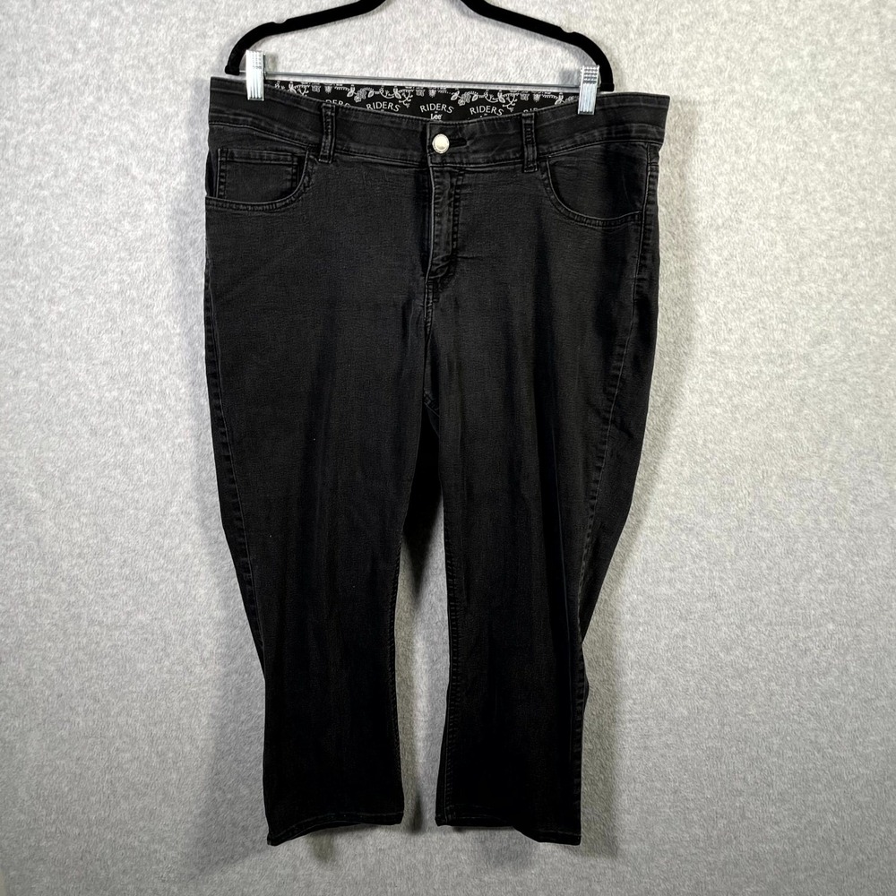 Riders By Lee Jeans Womens 16 Black Denim Cotton‎ Dark Wash Mid Rise Bootcut Leg